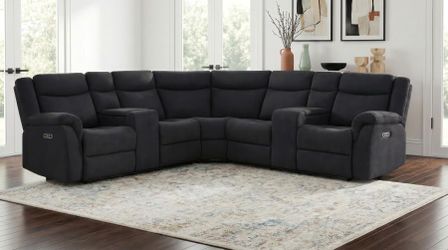 New Hagen Upholstered Sectional Sofa With Power Recliners, WOW!