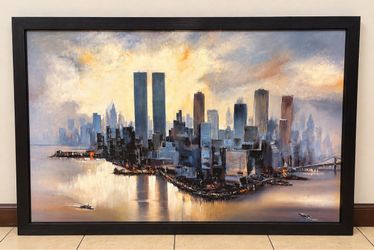 Framed Cityscape Wall Art Modern Skyline