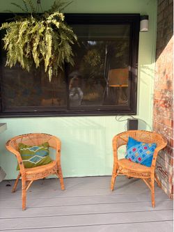 Pair of Vintage Boho Rattan Chairs