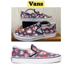 Vans Crew Classic Slip-On  Floral/Red Skate Sneakers Sz 9.5 New Without Box