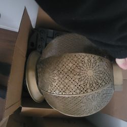 Metal Gold Lamp With Stained Glass Bulb