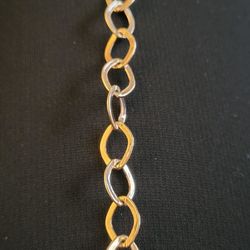 Beautiful Stamped Solid 925 Sterling Silver Gold Tone Chain Bracelet! Must See!
