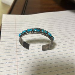 VTG Hoskie Jim Navajo Turquoise Sterling Silver Cuff Bracelet 