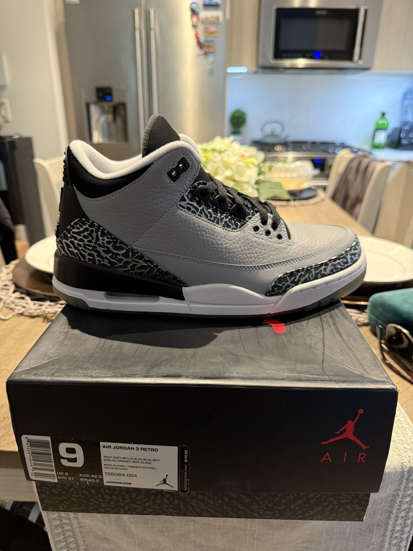 2014 Jordan 3 Retro Wolf Grey Size 9