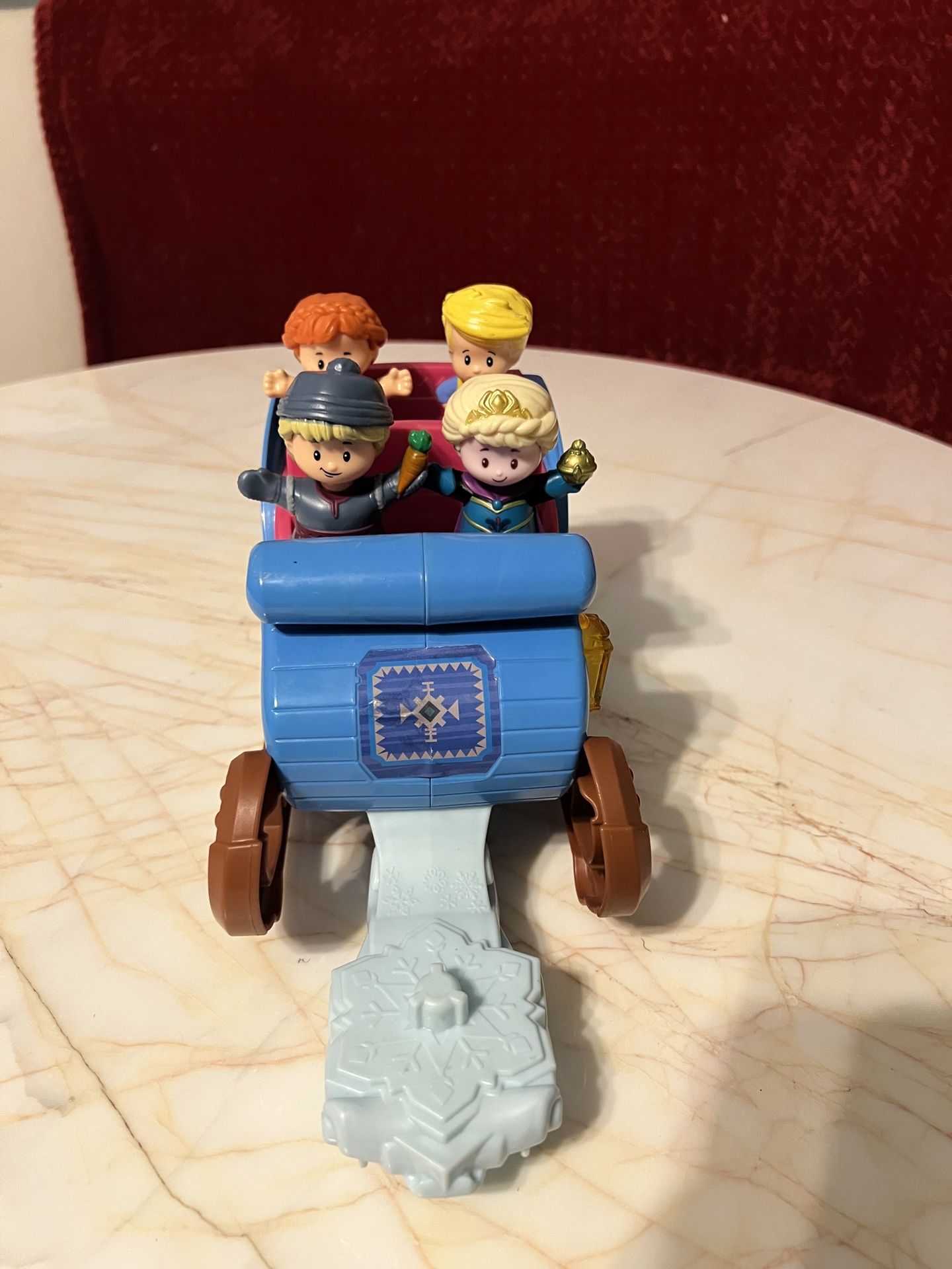 Fisher Price Little People Disney Frozen 5 Piece LOT Sleigh Throne &