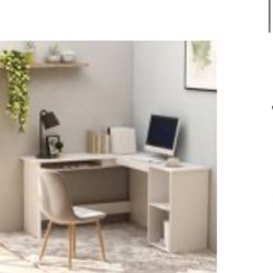 White L-shaped Desk