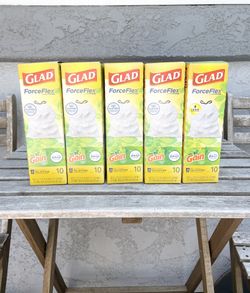 New Ten (10) x Glad 13 Gal. ForceFlex Tall Kitchen Drawstring Gain Original with Febreze Trash Bags (10-Count)