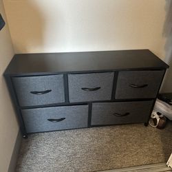 5 Drawer Fabric Dresser Bedroom Gray Storage Organizer