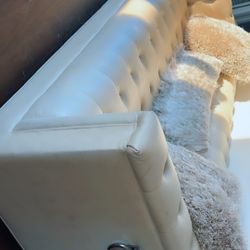 Luxury Cream Leather Couch Set