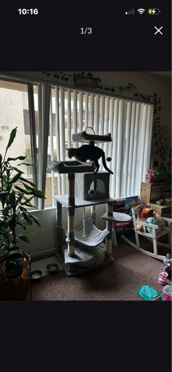 Grey cat tree