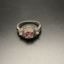 SilverTone Ring With Pale Pink Rhinestone,by RSC…Size 8.5-9