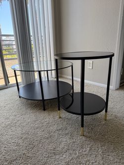 IKEA VITTSJÖ coffee table, 2 ÄSPERÖD side tables