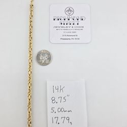 14k gold 8.75" byzantine bracelet