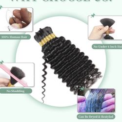 3 Pcs  100%Human Hair Braiding Hair Wet and Wavy Natural color
