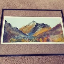 Watercolor painting with colors knife