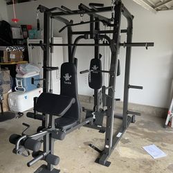 Vesta Fitness Smith Machine 1001 w/Bench Attachment | 245lb Cast Iron Olympic Weights | 7ft Olympic Bar | Fitness | Gym Equipment | FREE DELIVERY 🚚 