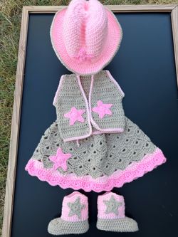 Cow girl crochet baby costume