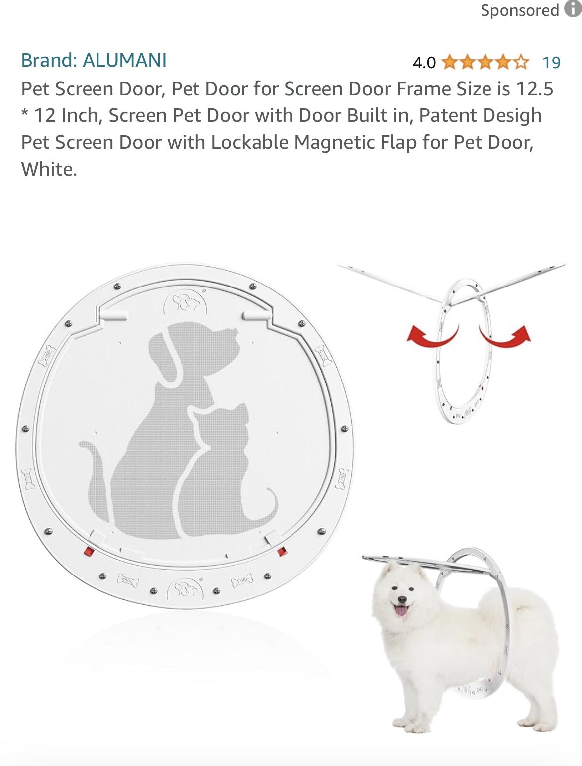 Pet Screen Door, Pet Door for Screen Door Frame Size is 12.5 * 12 Inch, Screen