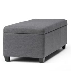 New Simpli Home Avalon Modern Slate Grey Storage Ottoman