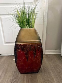 Vase with artificial grass