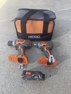 Rigid Drill Driver & Impact Driver Set With 1 Battery & Bag
