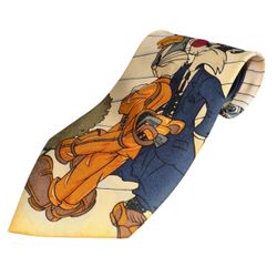 VINTAGE LOONEY TUNES 100 PERCENT SILK TIE BUGS DAFFY SYLVESTER SAM MENS ART