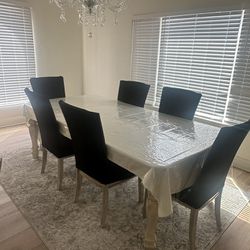 Dining Table With 6 Chairs/ Covers 
