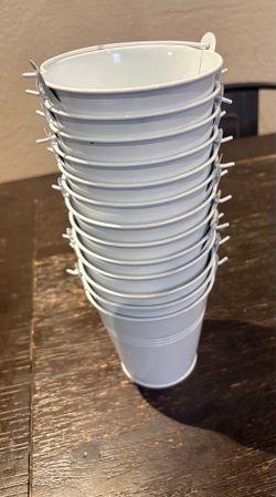 4 Inch White Metal Buckets with Handle
