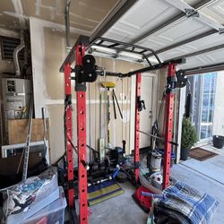 At home Jim pull up weight rack, cables