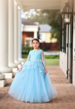 Girls Light Blue butterfly gown