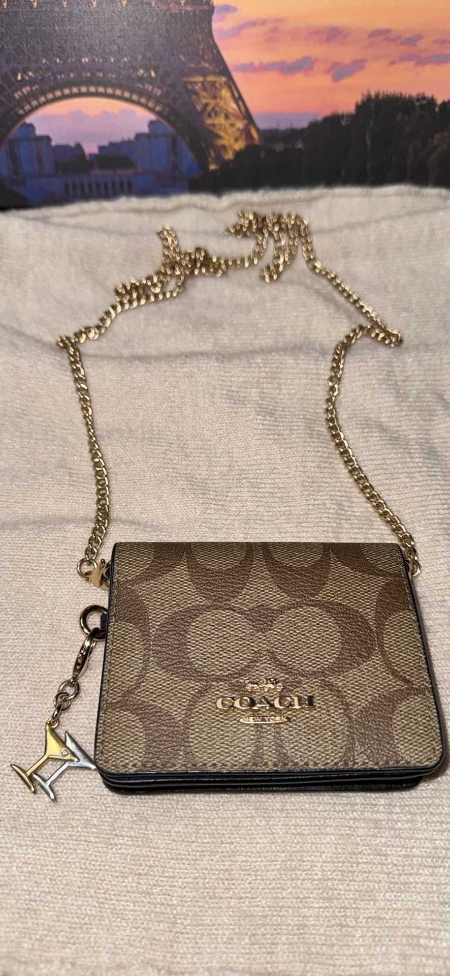 COACH crossbody Card Wallet With Chain Strap