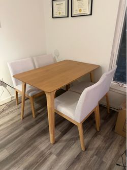 Kwame 5-Piece Light Beige Fabric Dining Set | Table and Chairs