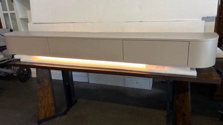 71”Floating TV Stand with LED with Drawers Flip-Down Doors, Round Corner,  Gray