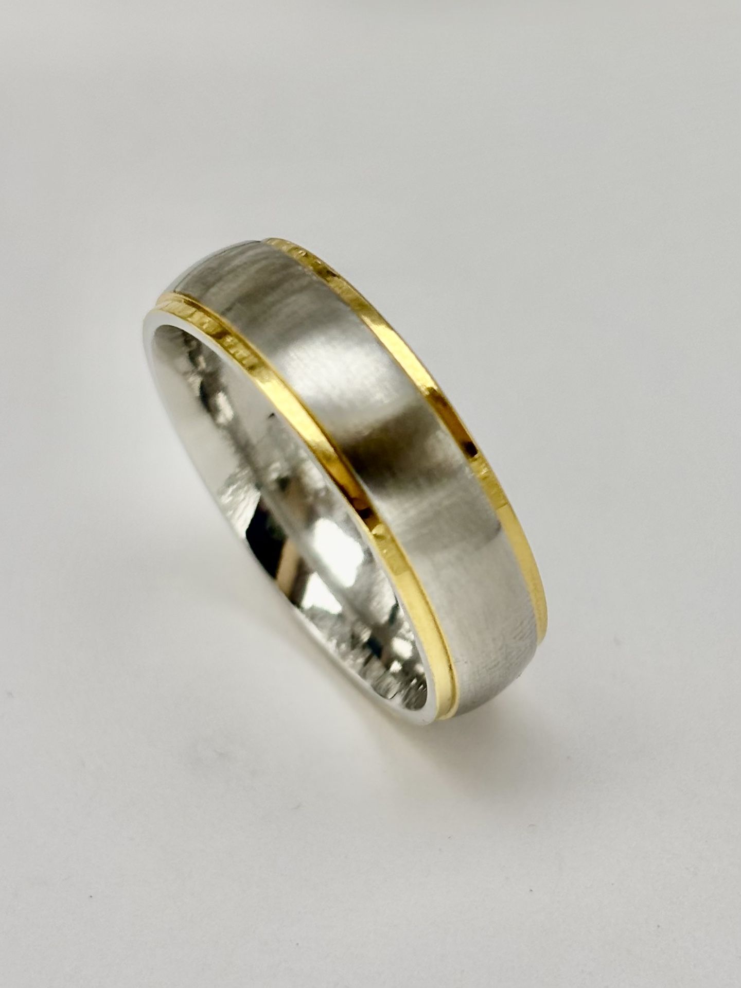 Stainless Steel 6mm Gold Edged Ring