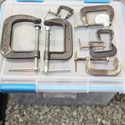 C-clamp Lot  And Two Ratcheting Bar Clamps $25