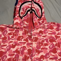 2023 BAPE ABC Camo Shark Full Zip Hoodie 'Pink' S 049  -
