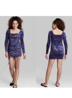 Wild Fable Electric Blue and Purple Mini Dress NWT Medium
