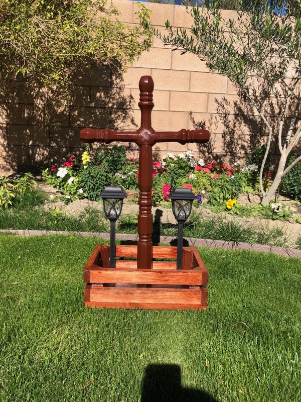 Solar Lighted Cross, Grave Headstone Memorial Box for Sale in Coachella