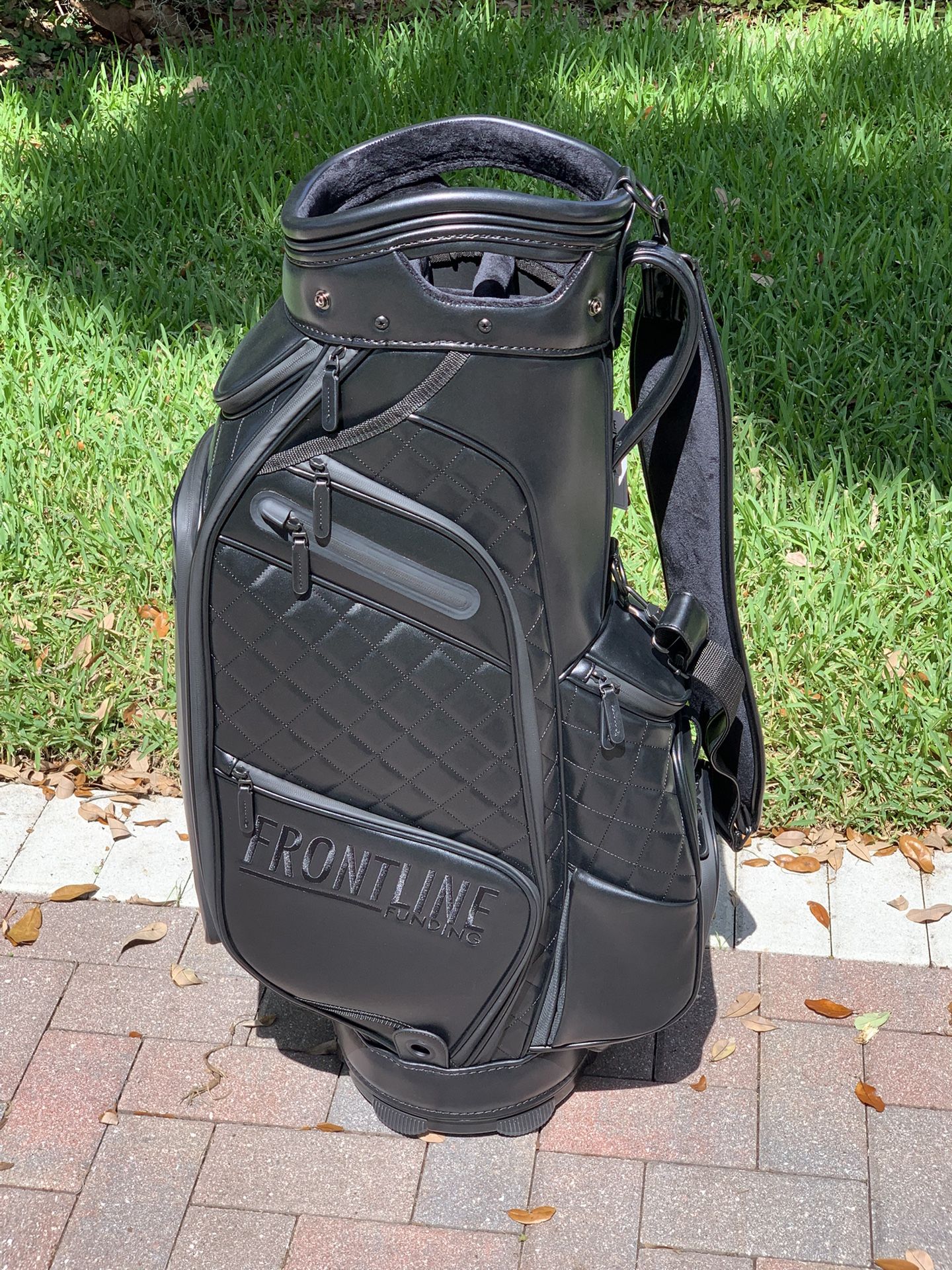 Brand new! Black leather staff golf bag