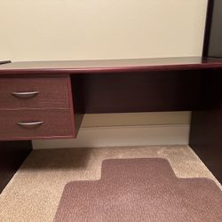 Office Desk, Matching Legal Size File Drawers And Book Case. Cherry Wood.