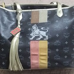 MCM VISETOS STRIPED MUNICH LION TOTE 