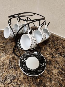 Set of espresso Cups And Saucers with stand
