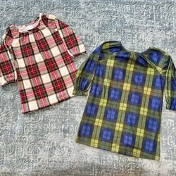 TODDLER Pair of Christmas Plaid Nightgowns | Size 2T