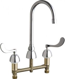 Deck-mounted manual faucet with 8" centers