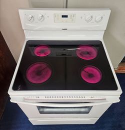 🔥🔆♨️☆Whirlpool☆♨️🔆🔥 White Glass Top Stove