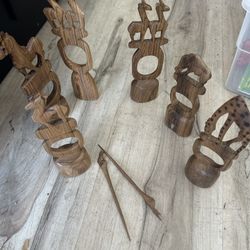 vintage, hand-carved wooden Animals 