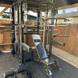 Smith Machine 400 | Adjustable Bench | 245lb Cast Iron Olympic Weights | 7ft Olympic Bar | Fitness | Gym Equipment | FREE DELIVERY/INSTALLATION 🚚 🛠️
