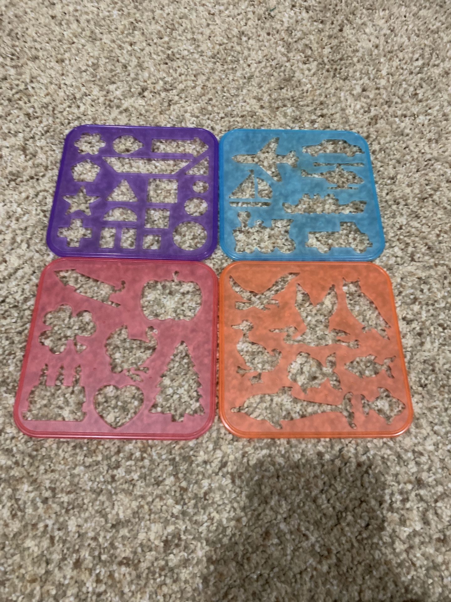 Four Vtg TUPPERWARE TUPPERTOYS STENCILS 