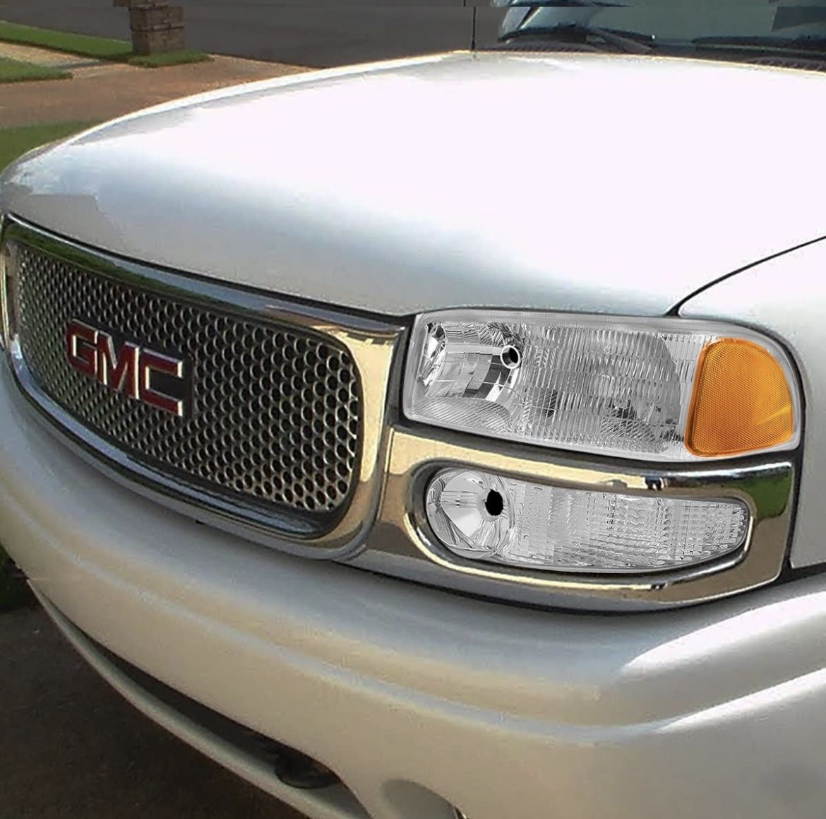 2001 to 2006 GMC Sierra Yukon Denali OEM Style Headlights Bumper Lamp Chrome Luces Cromadas Micas Focos Faros Calaveras