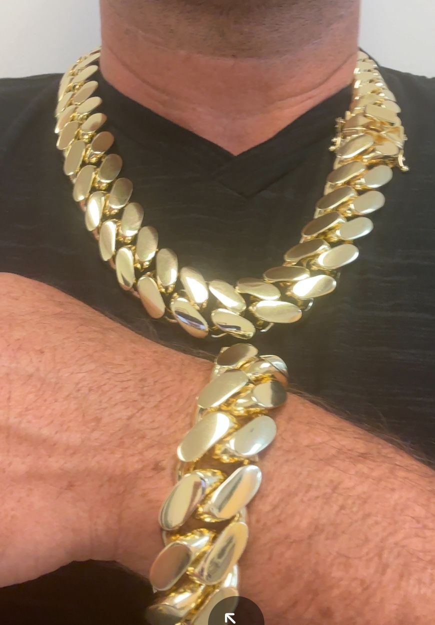 🔥🔥 JUST ARRIVED 1 KG SET MIAMI CUBAN LINK CHAIN AND BRACELET HIGH POLISHED TOP QUALITY 🥇🥇🥇
